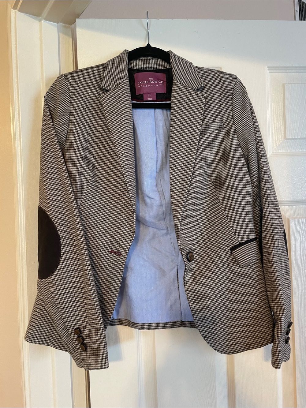 Houndstooth Blazer with Elbow Patches